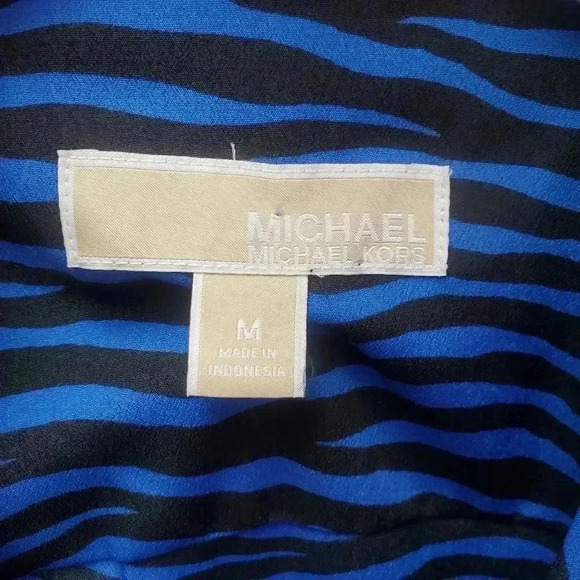 MICHAEL Michael Kors Blue Zebra Zip Up Shirt - Picture 3 of 6